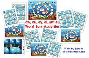 ow-ou-oy-oi-aw-au Word Sort Activities