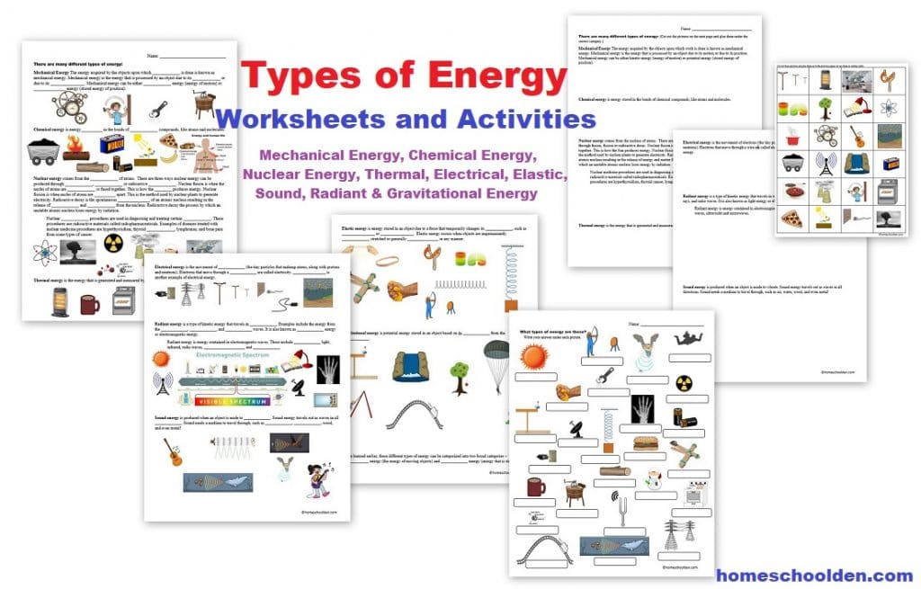 Types of Energy Worksheets and Activities