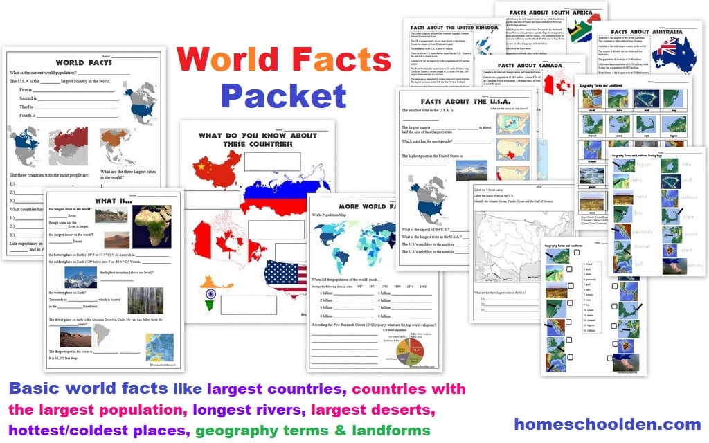 World Facts Packet - Geographic Landform Terms - World Landmarks